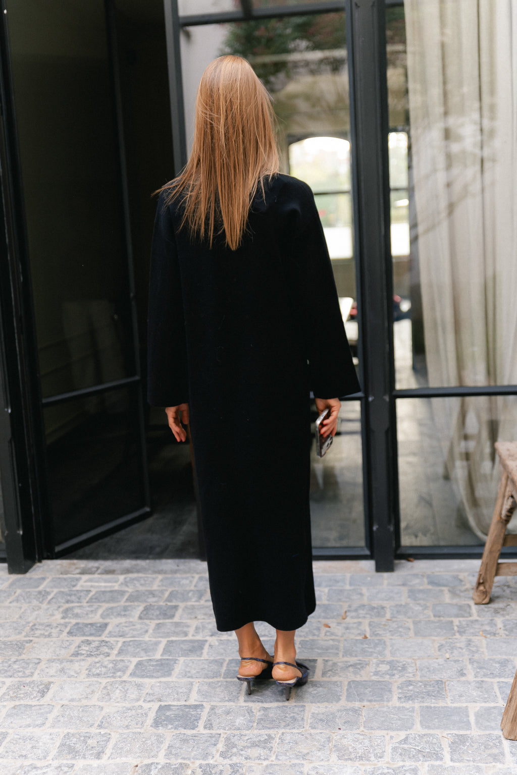 YASElma LS long knit dress black