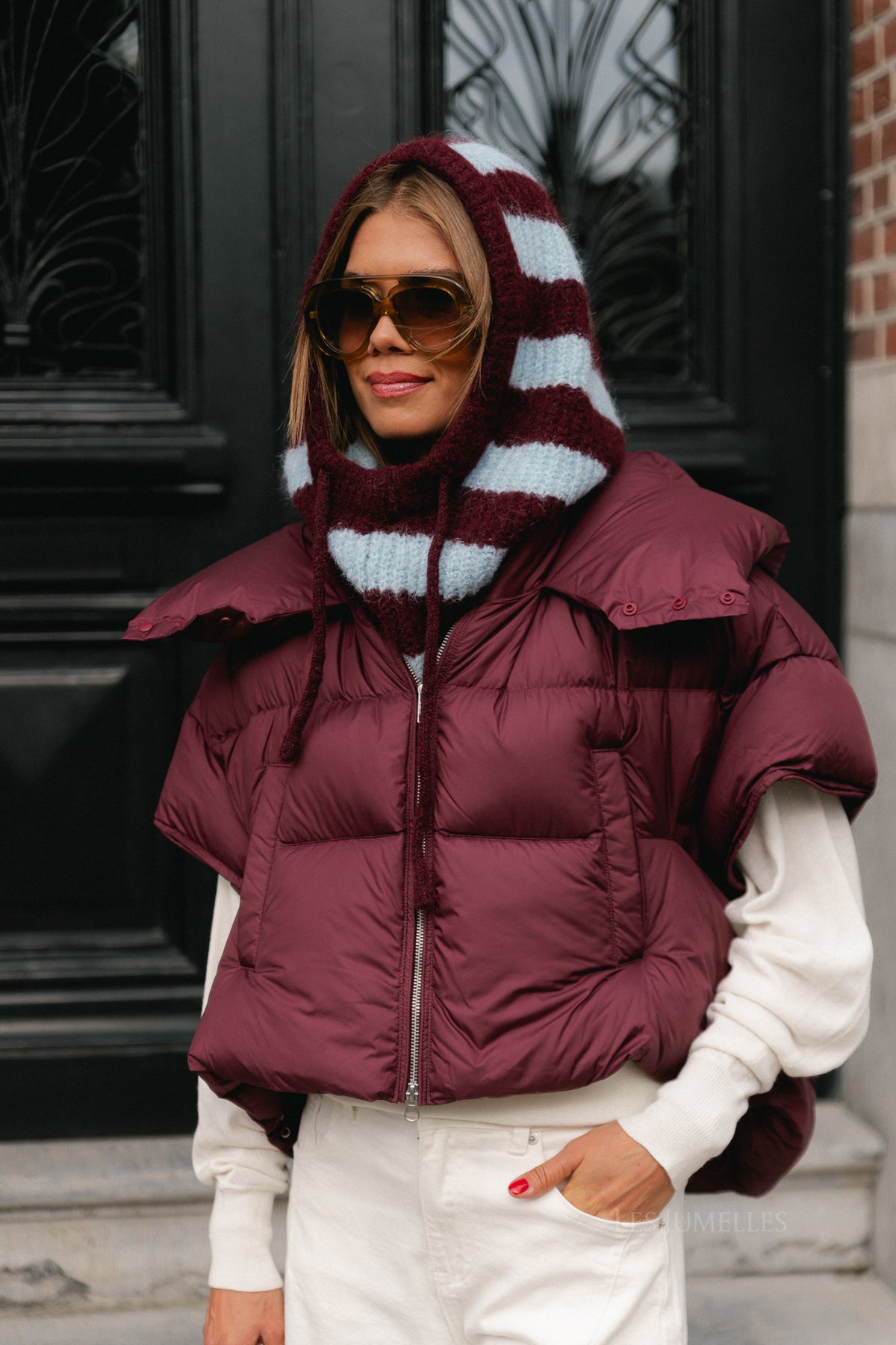 OBJMilu knit balaclava NOOS windsor wine/serenity