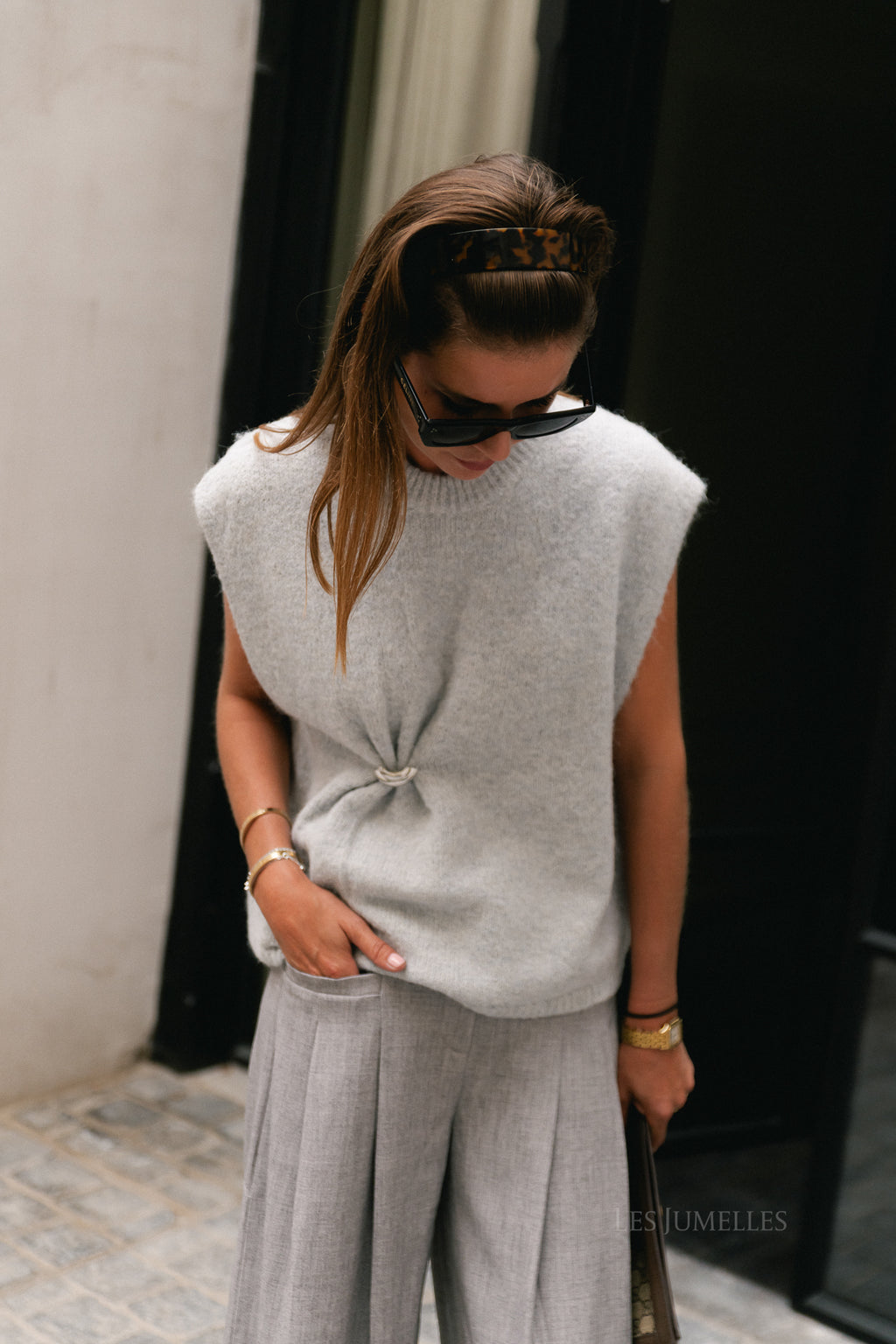 Mreile knit vest pearl blue