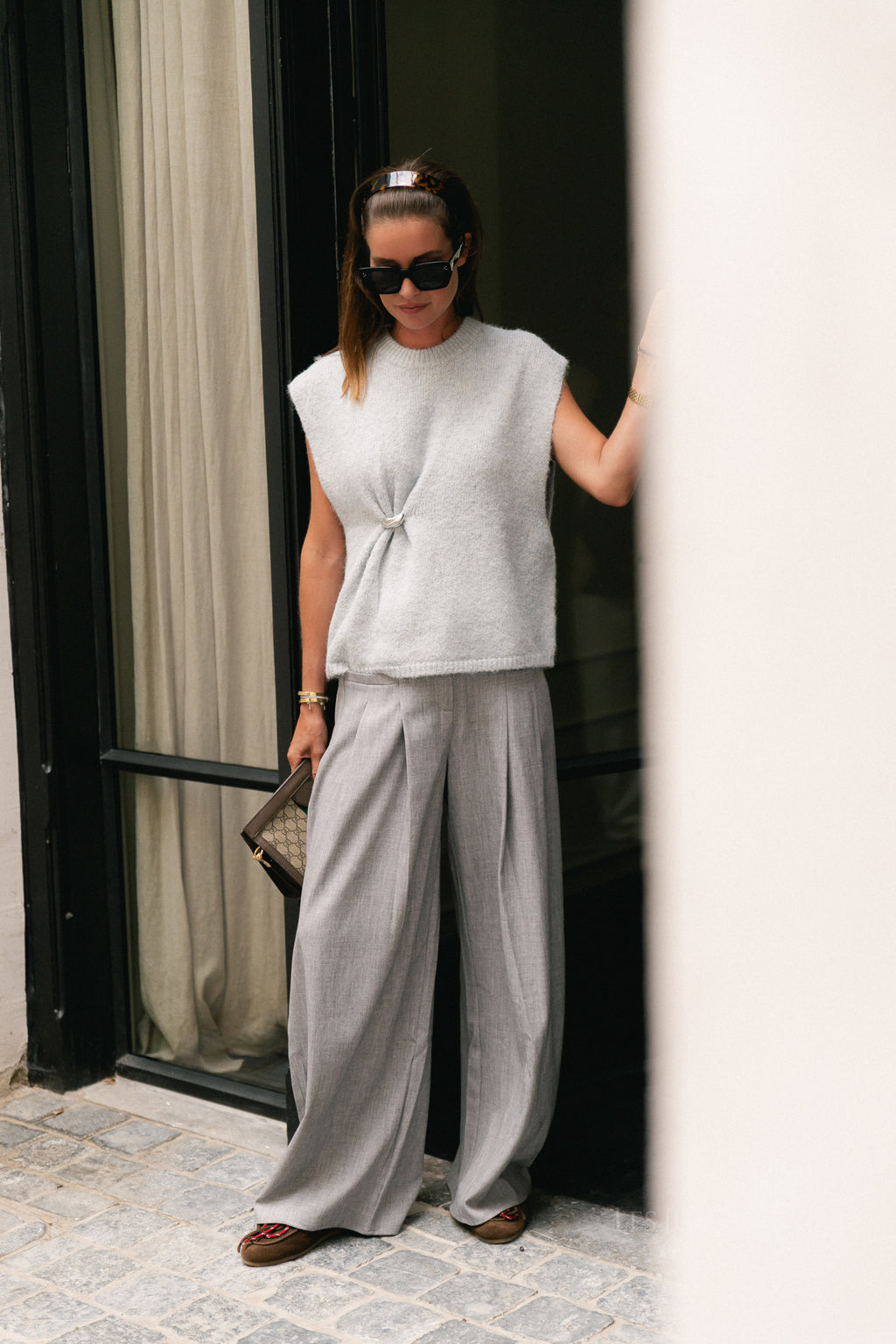 Mreile knit vest pearl blue