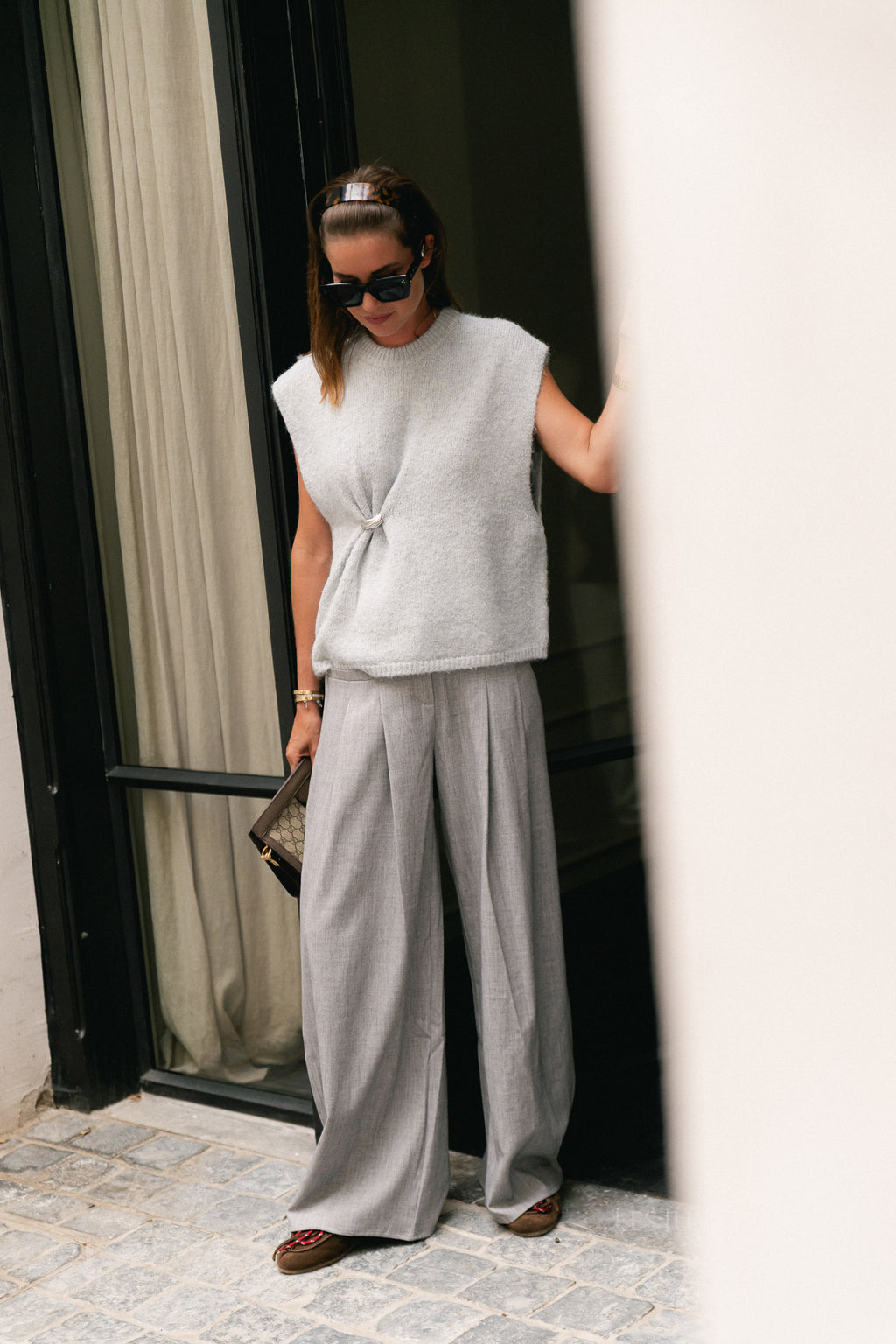 Mreile knit vest pearl blue