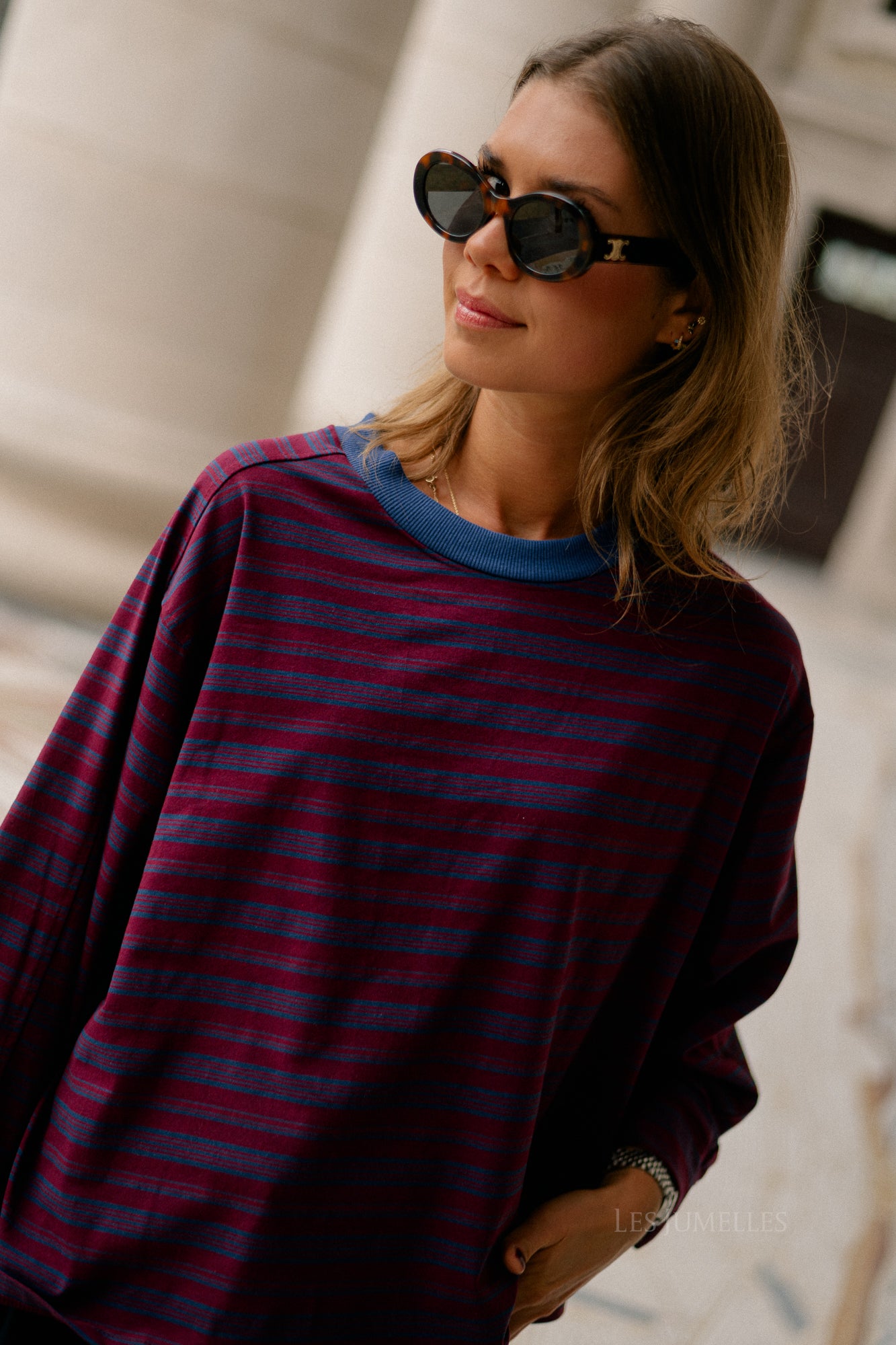 Estelle striped T-shirt blue/burgundy