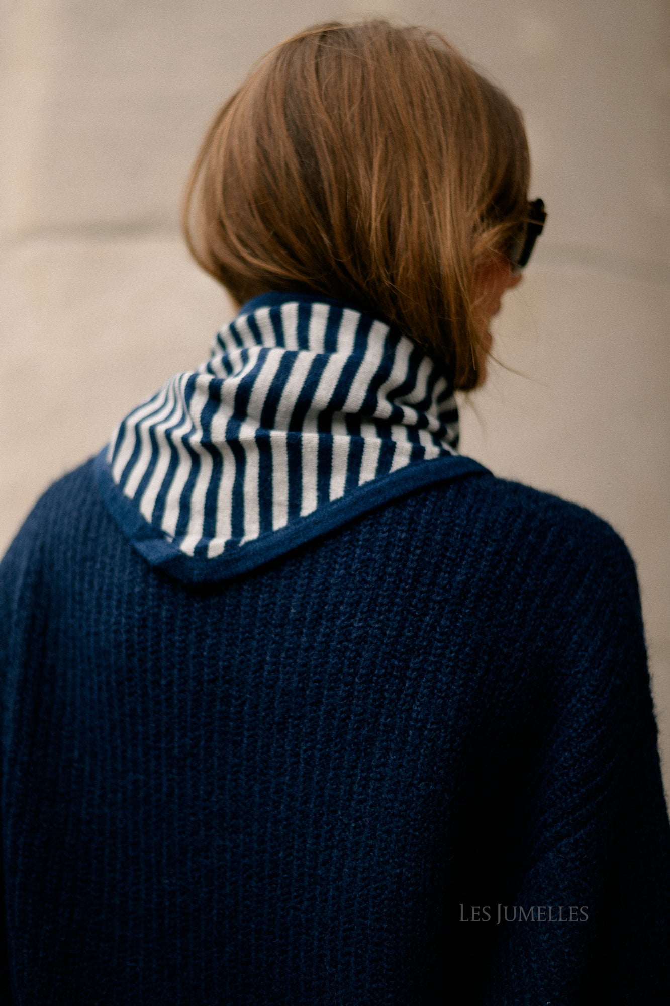 Esmee striped scarf navy blue/grey