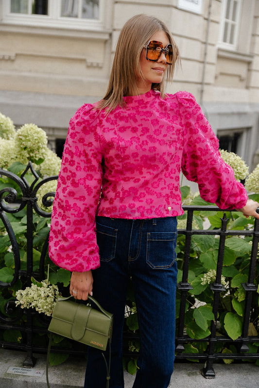 Les Jumelles Floor LS blouse raspberry