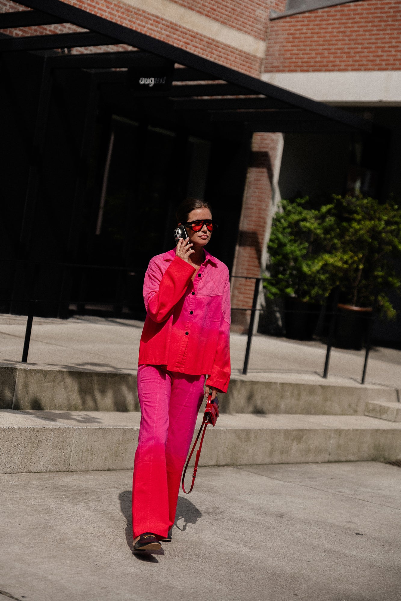 Pantalon large tie-dye Kate rose/rouge