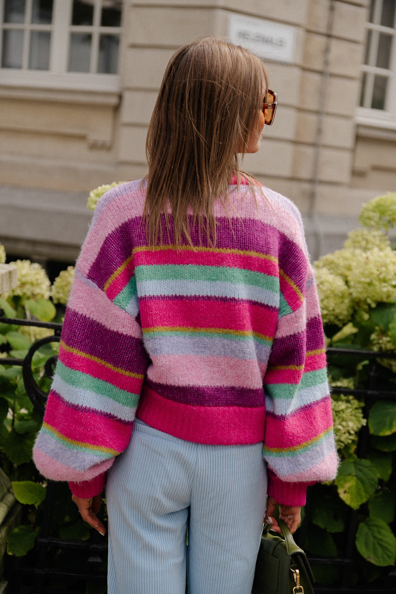 Noor striped cardigan pink