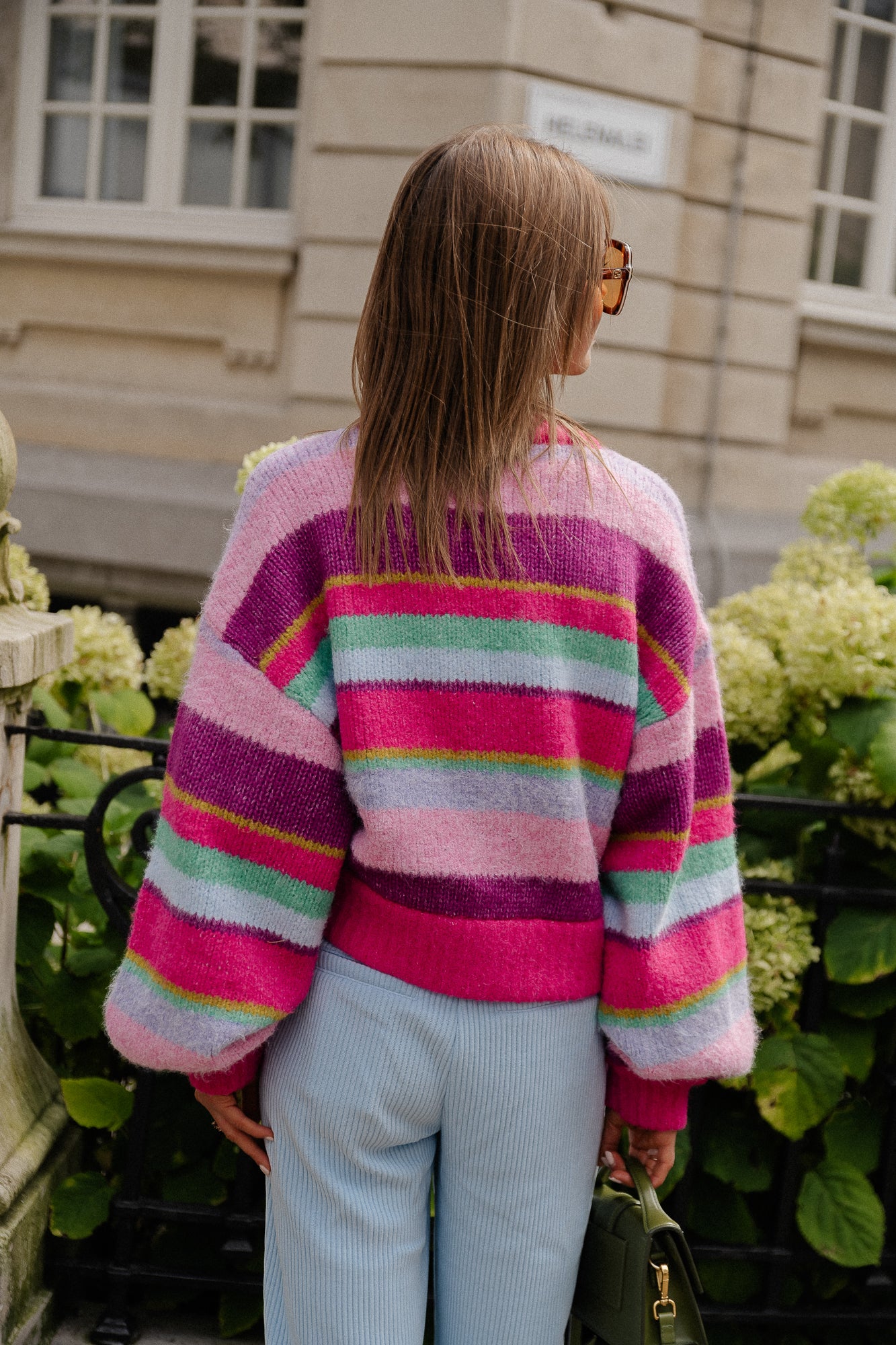 Noor striped cardigan pink