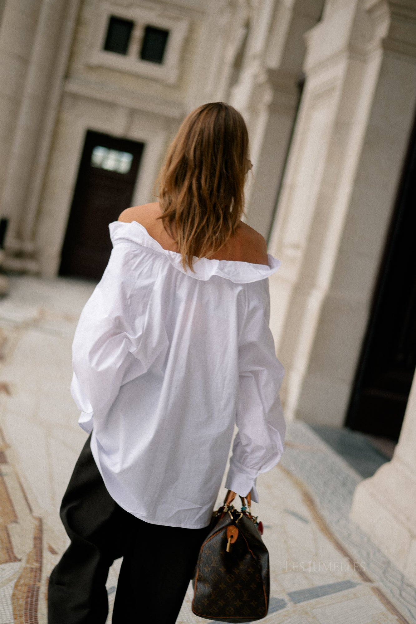 Poppy bow tie blouse white
