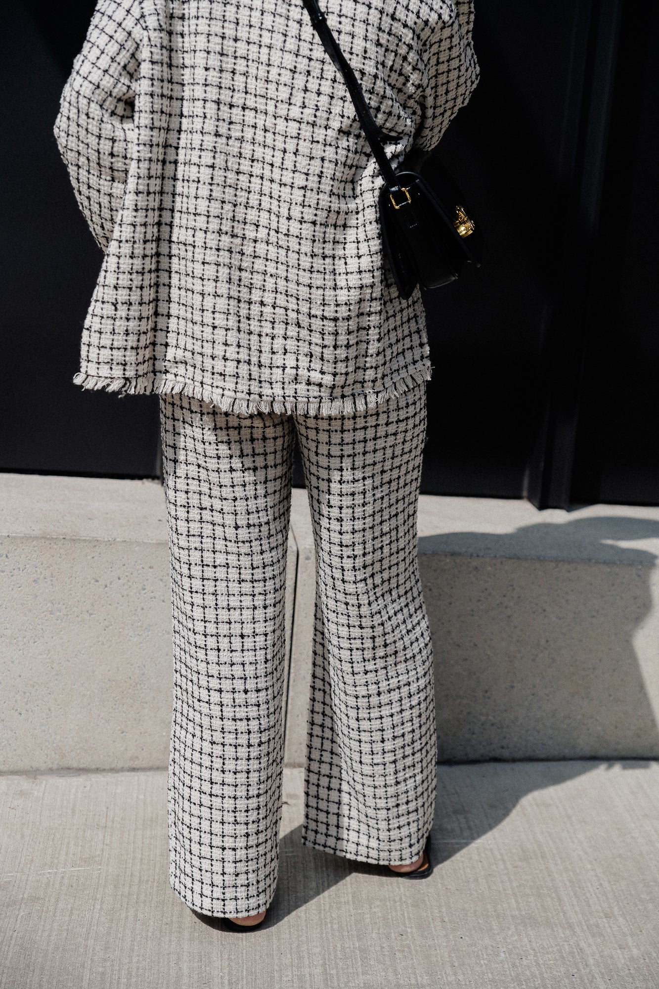 Pantalon Nalani en tweed noir et blanc