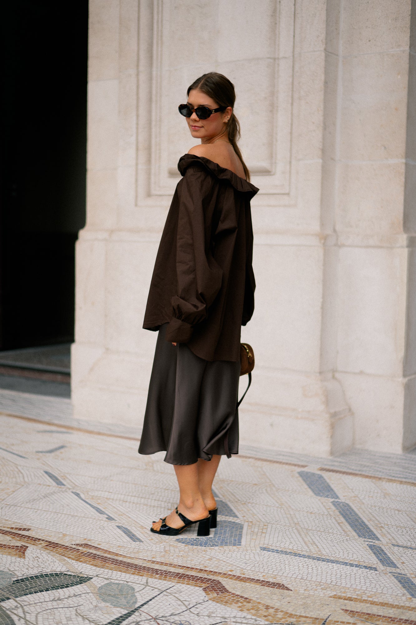 Poppy bow tie blouse hot chocolate
