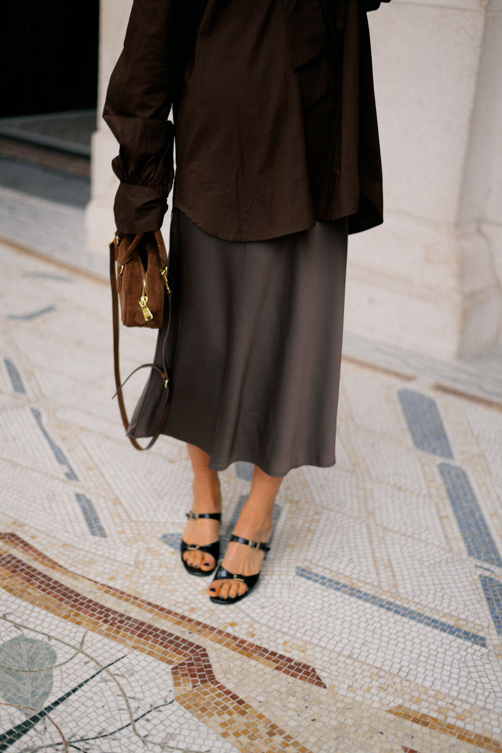 YASPella HW midi skirt chocolate brown