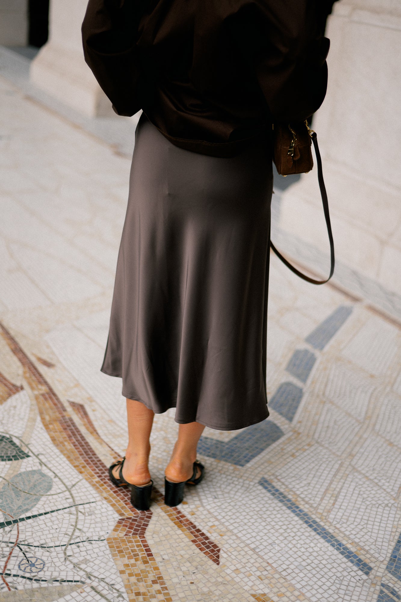 YASPella HW midi skirt chocolate brown