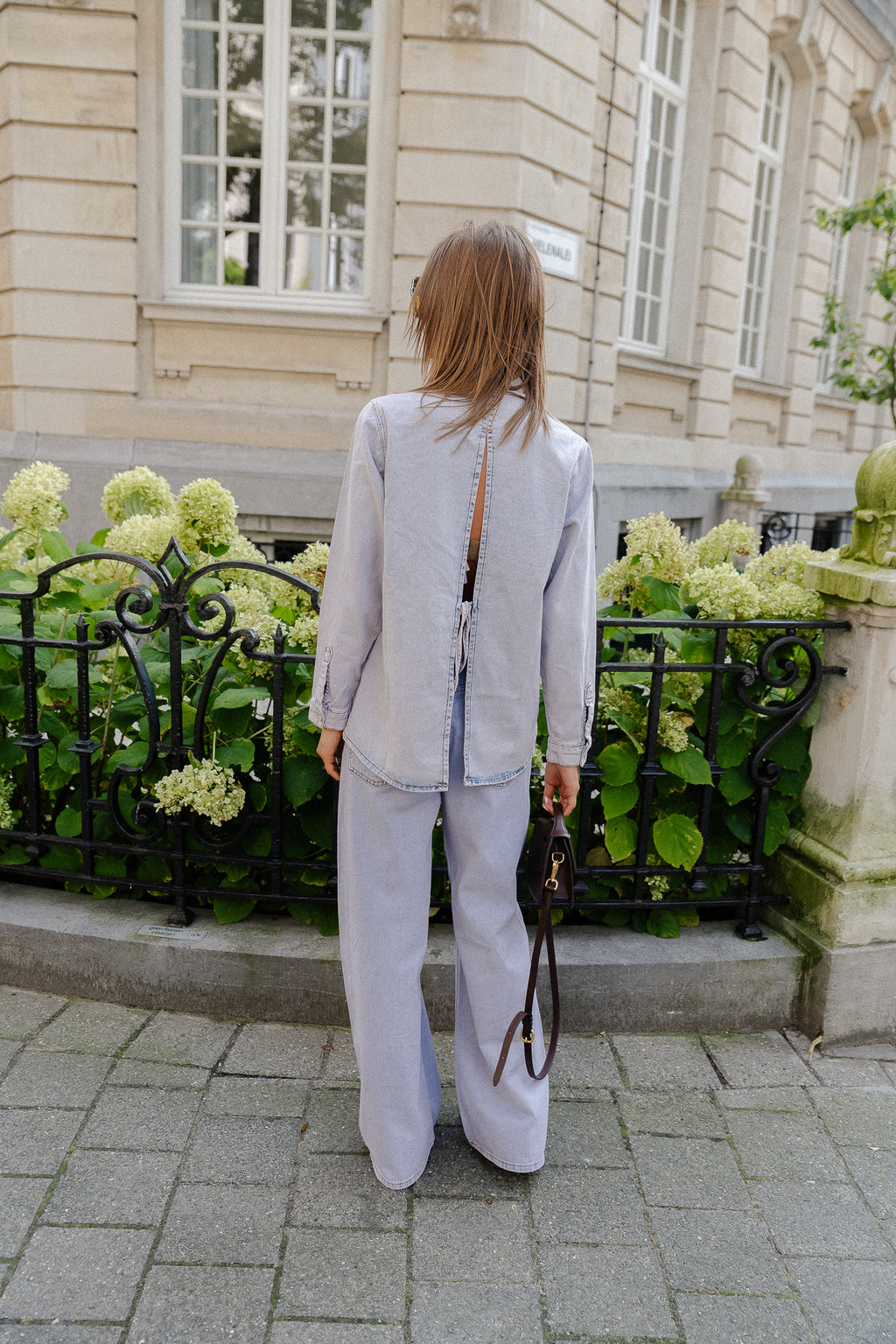 Chemise OBJGabrielle L/S en denim rose givré/délavé