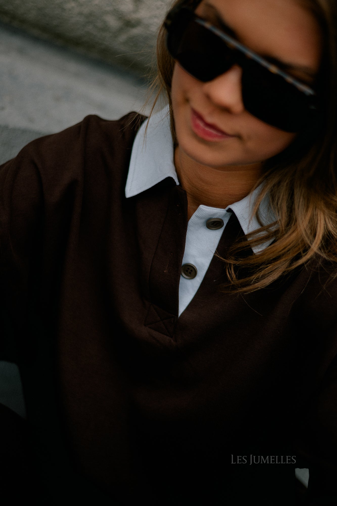 Lio oversized polo sweatshirt hot chocolate/ ice blue