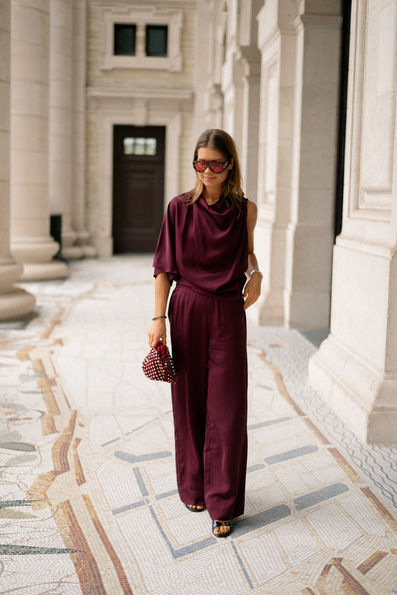 SLFLaurina one shoulder cowl top fig