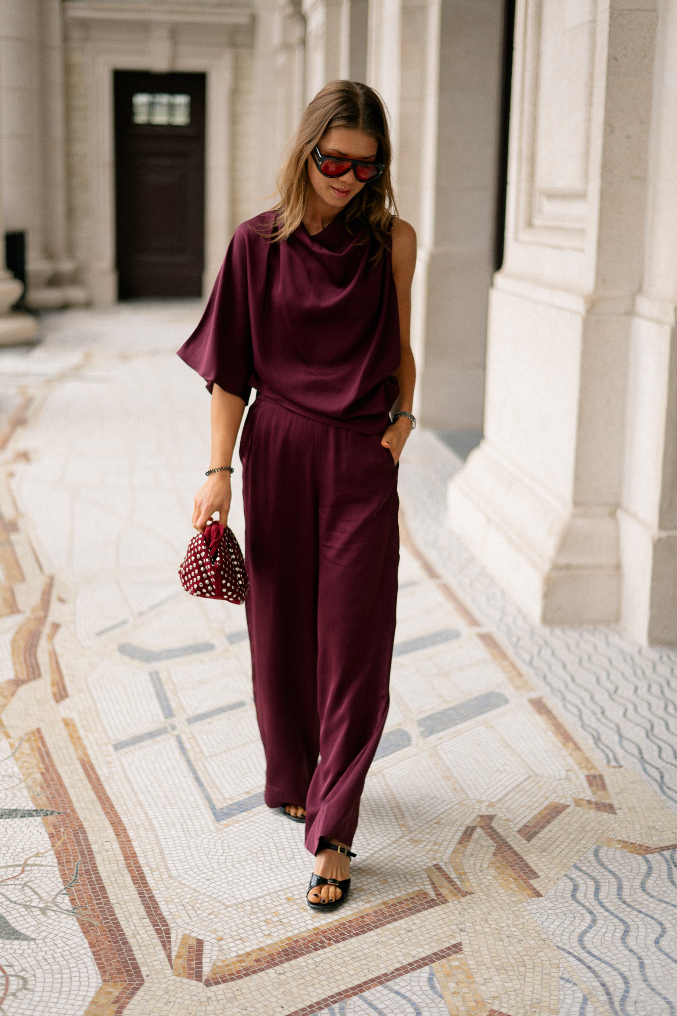 SLFLaurina one shoulder cowl top fig