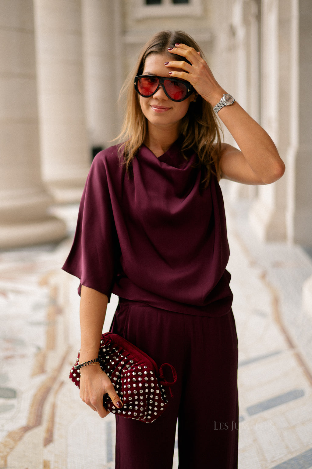 SLFLaurina one shoulder cowl top fig