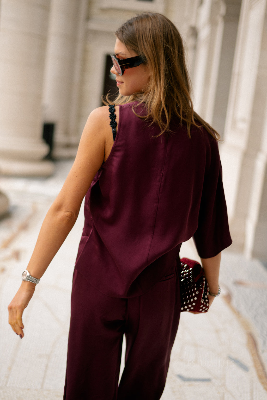 SLFLaurina one shoulder cowl top fig