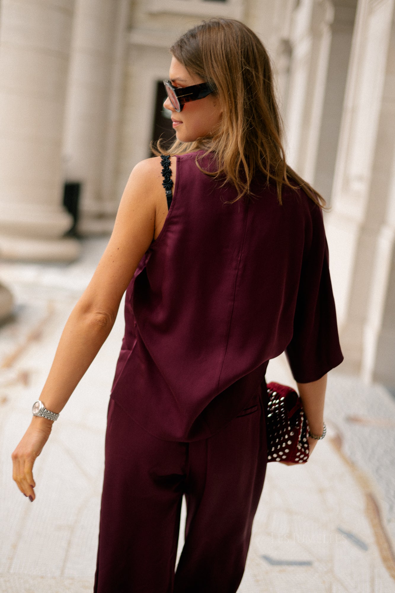 SLFLaurina one shoulder cowl top fig