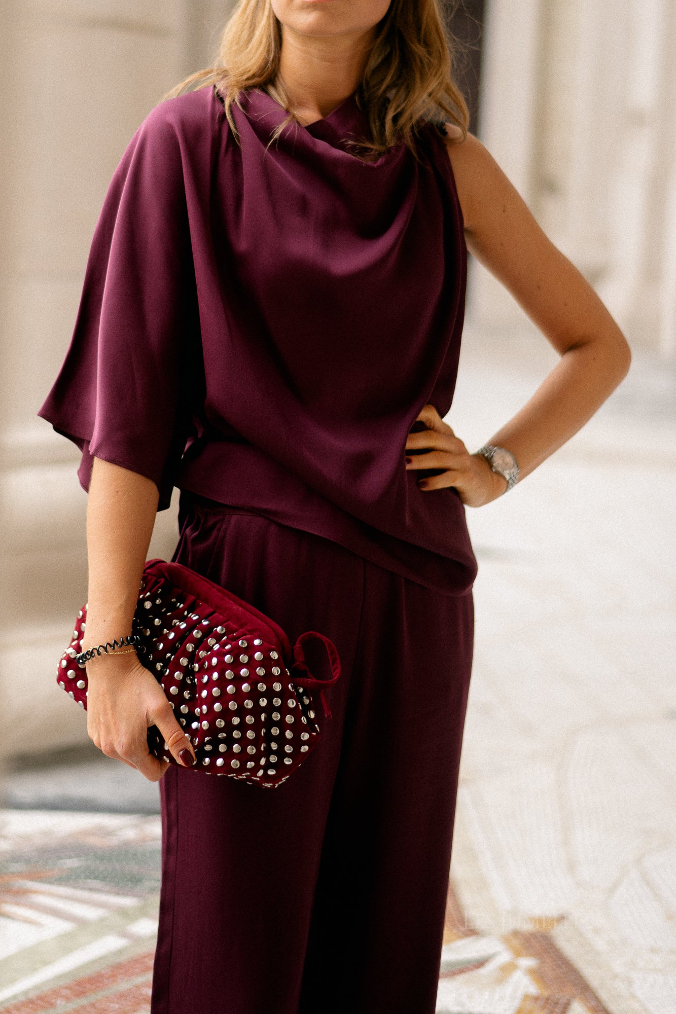SLFLaurina one shoulder cowl top fig