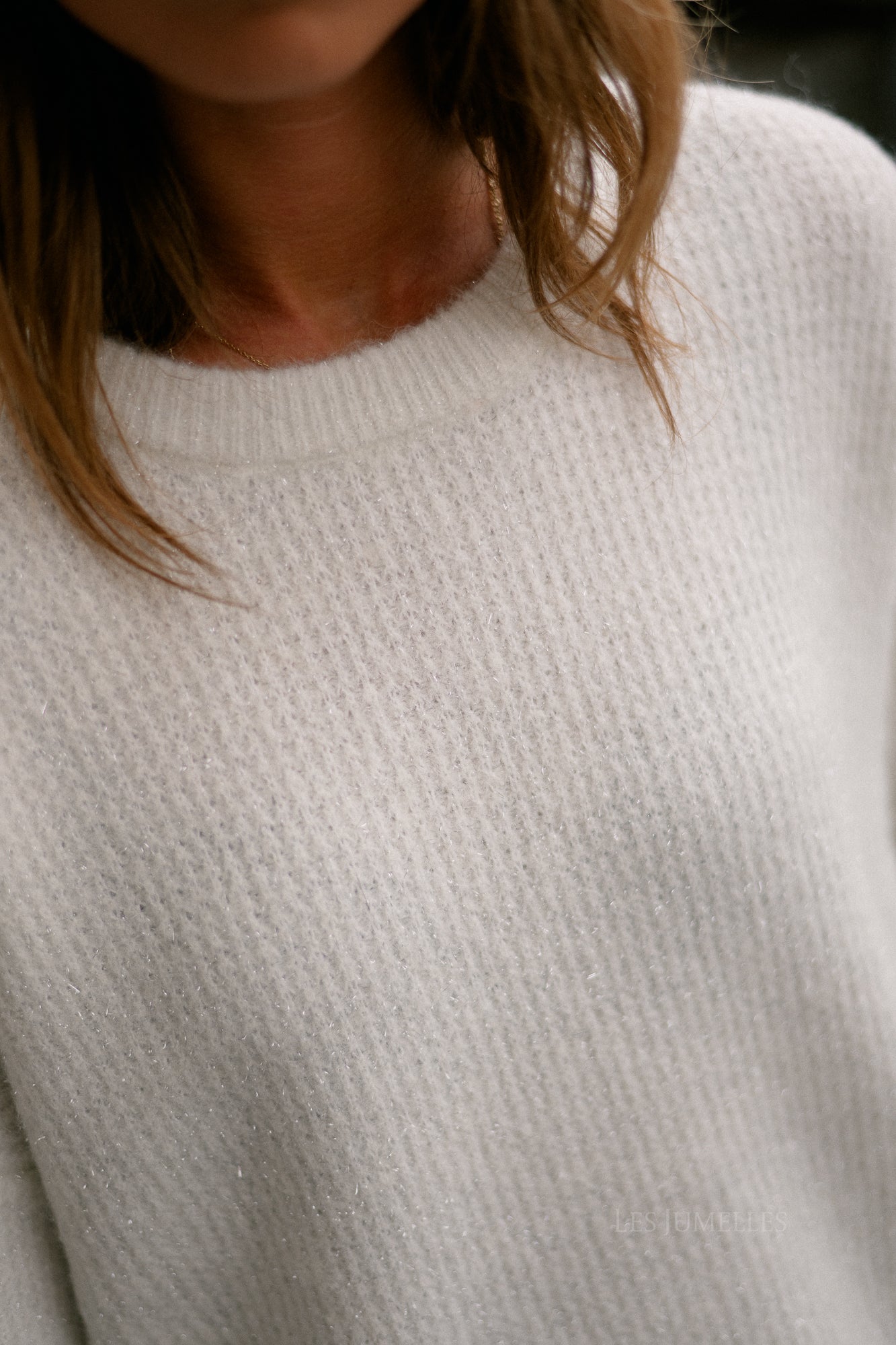 GZAlpha shimmer pullover ivory with lurex