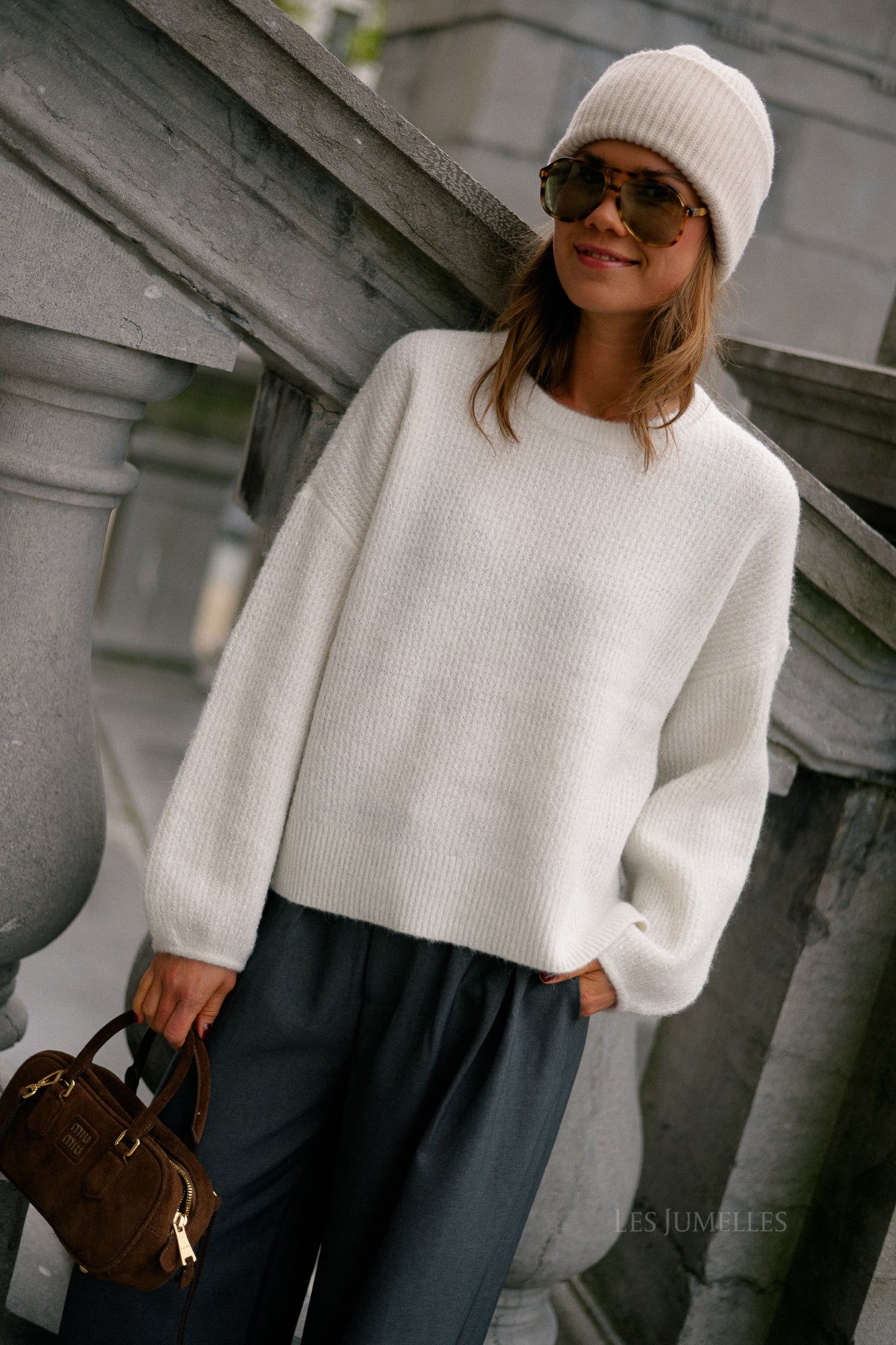 GZAlpha shimmer pullover ivory with lurex