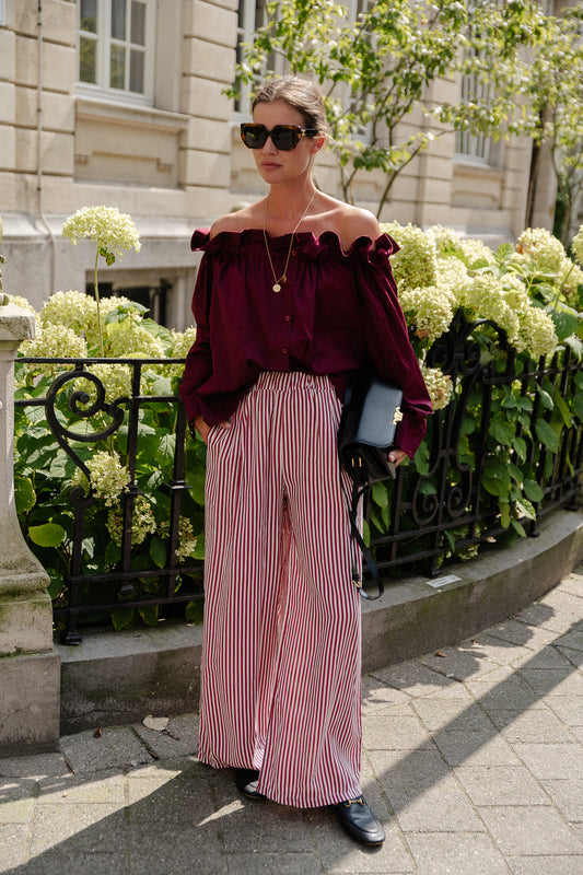 Les Jumelles Gemma striped pants bordeaux