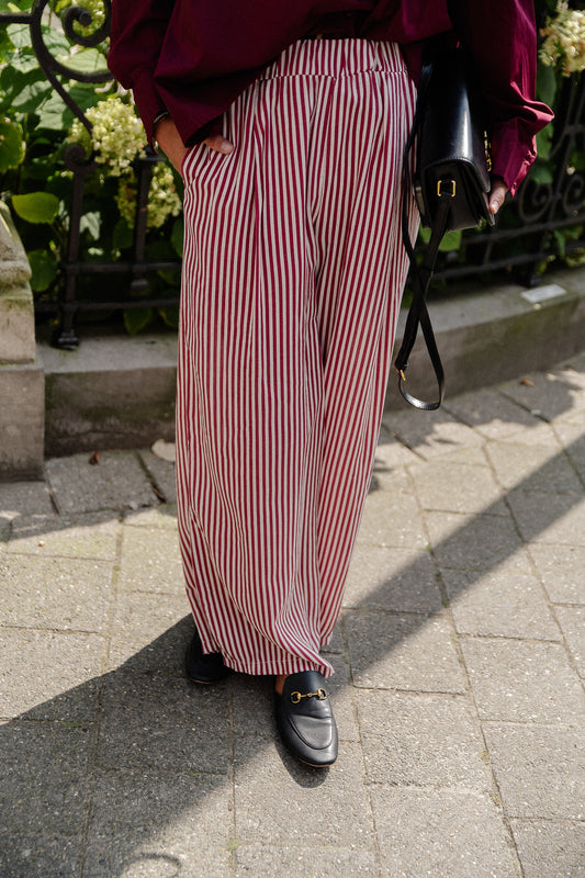 Les Jumelles Gemma striped pants bordeaux