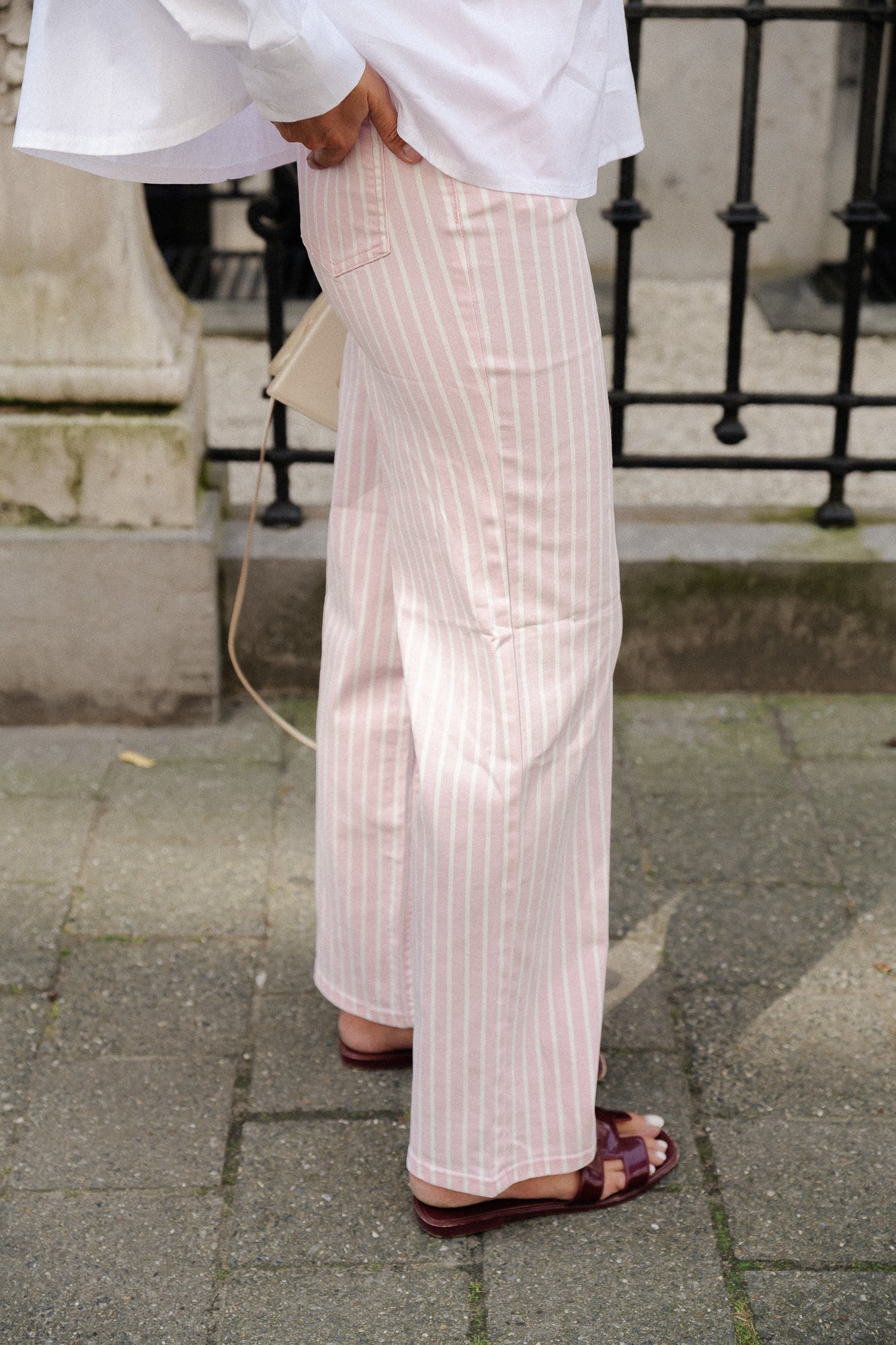 Jean en denim YASLeonora HW romance rose/blanc