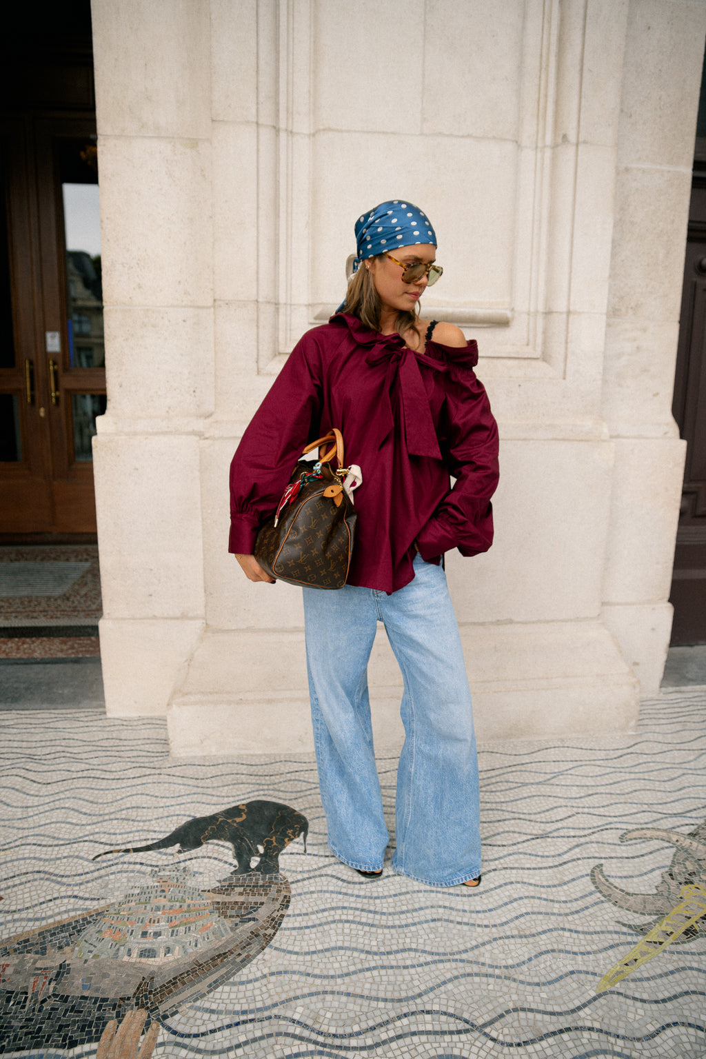 Poppy bow tie blouse burgundy