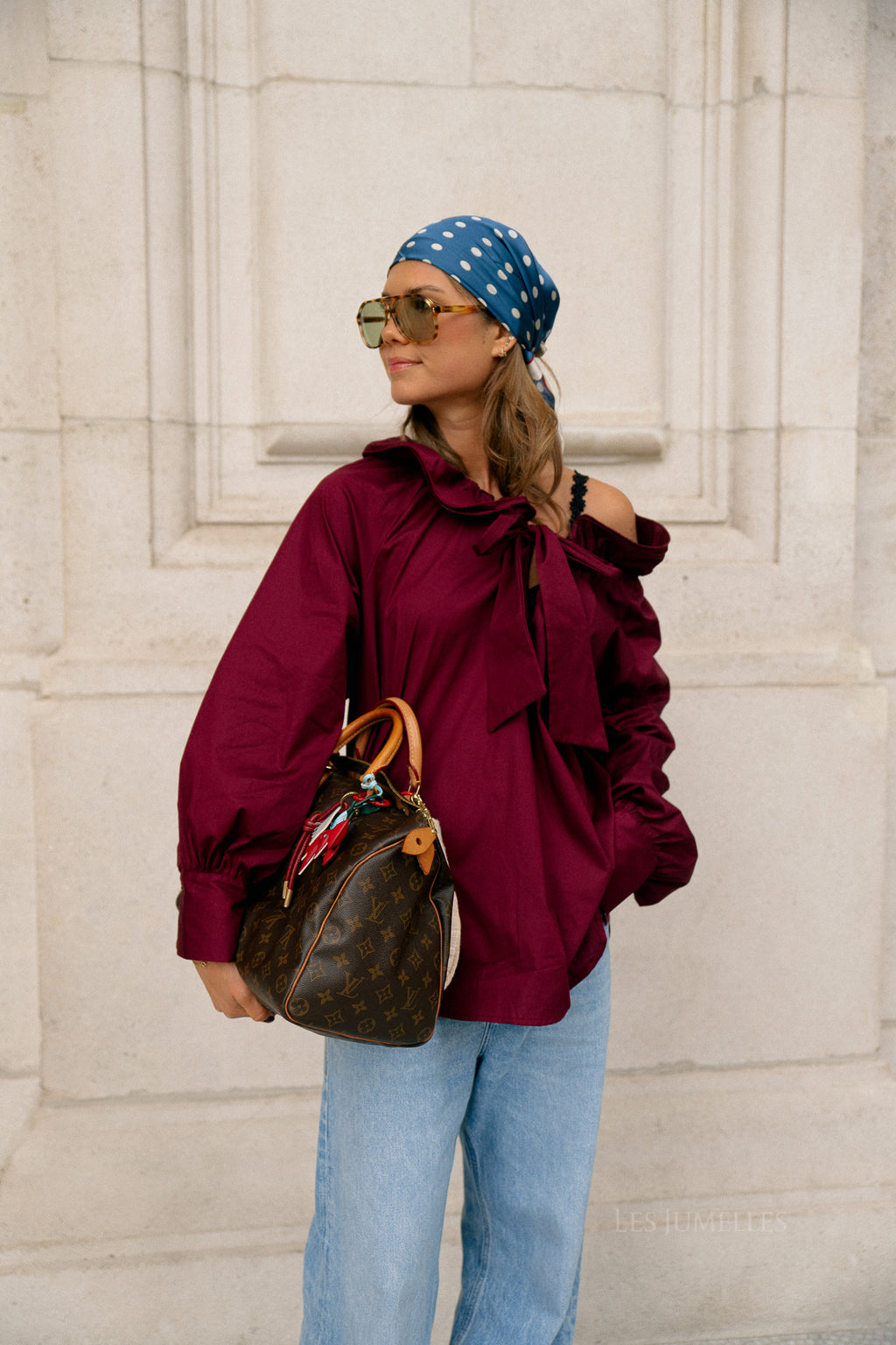 Poppy bow tie blouse burgundy
