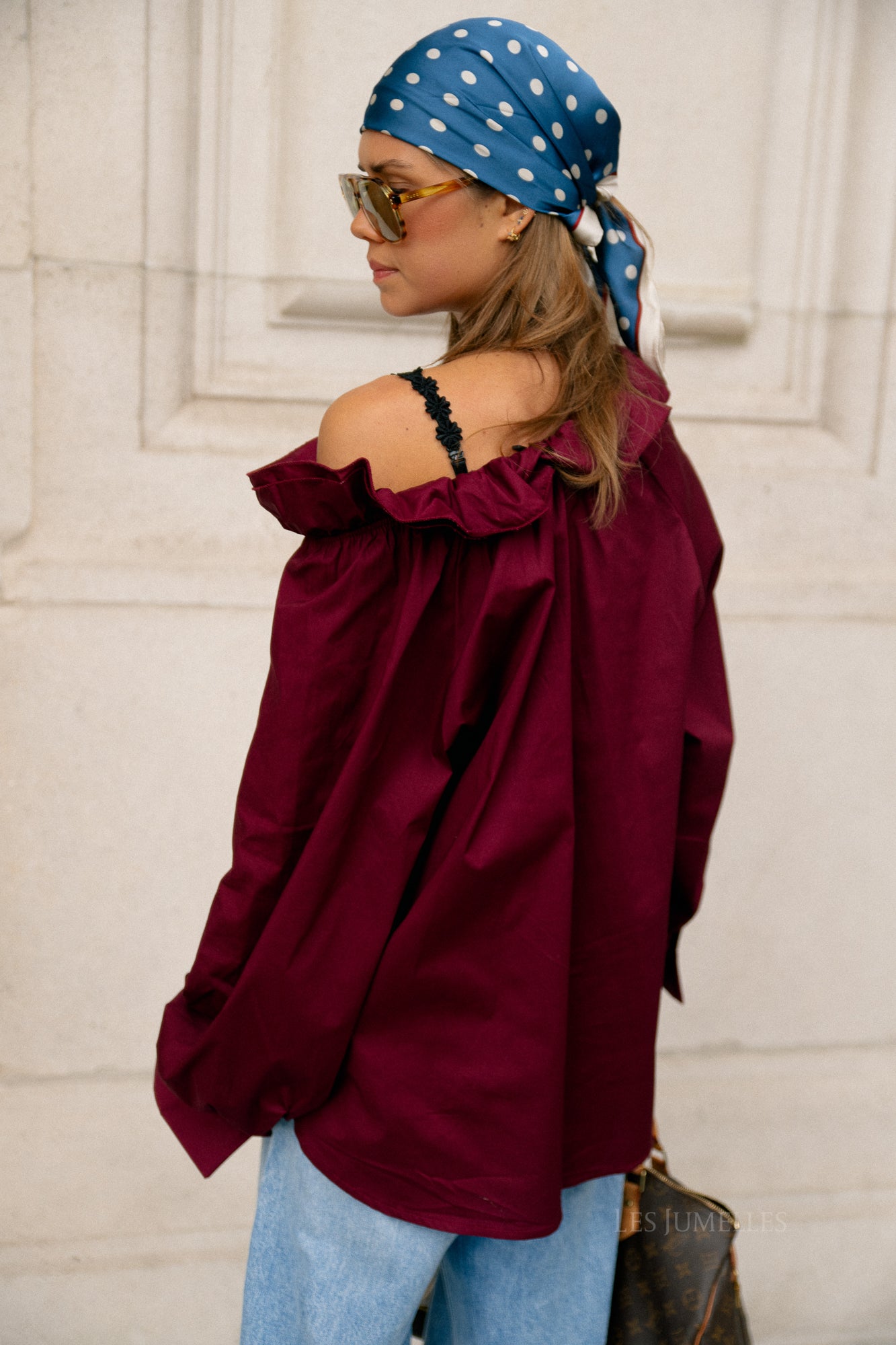 Poppy bow tie blouse burgundy
