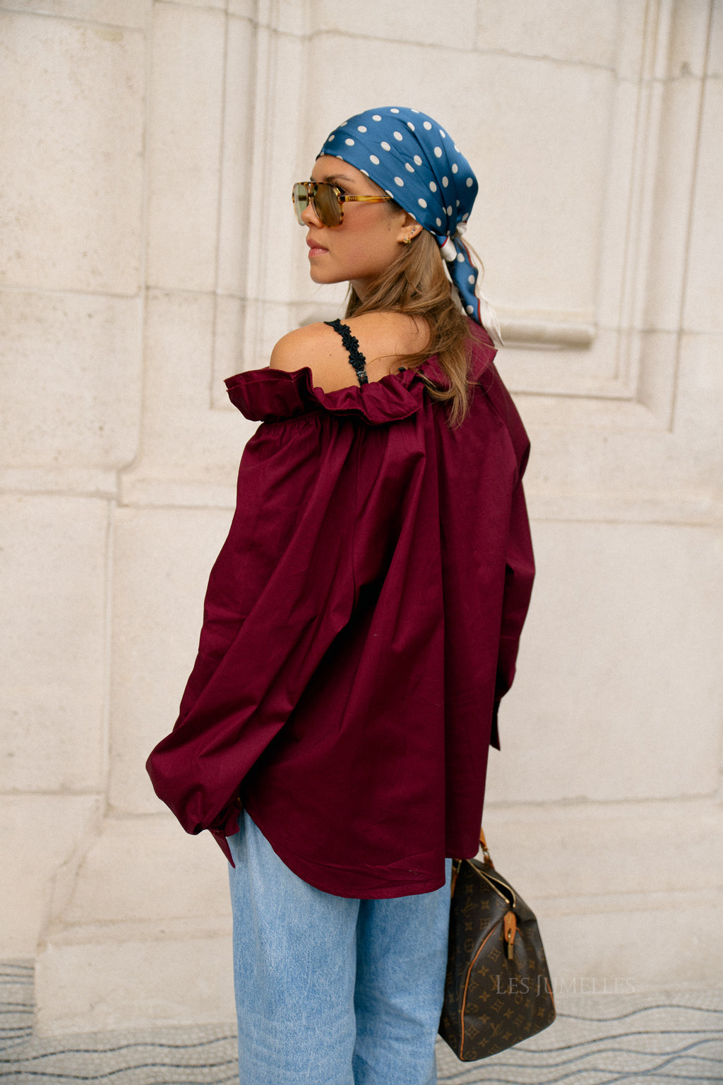 Poppy bow tie blouse burgundy
