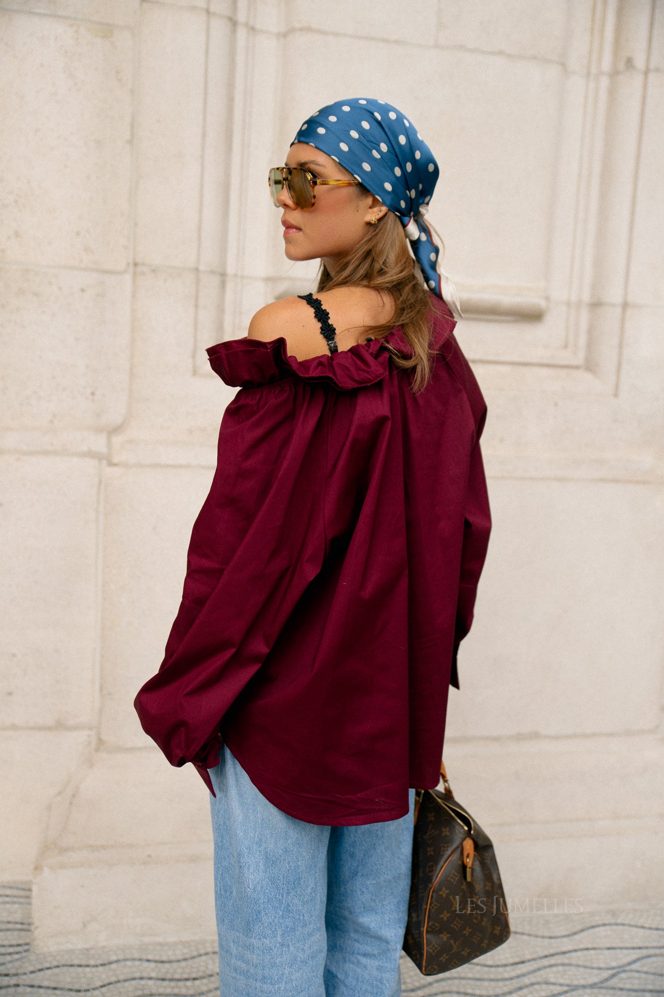 Poppy bow tie blouse burgundy