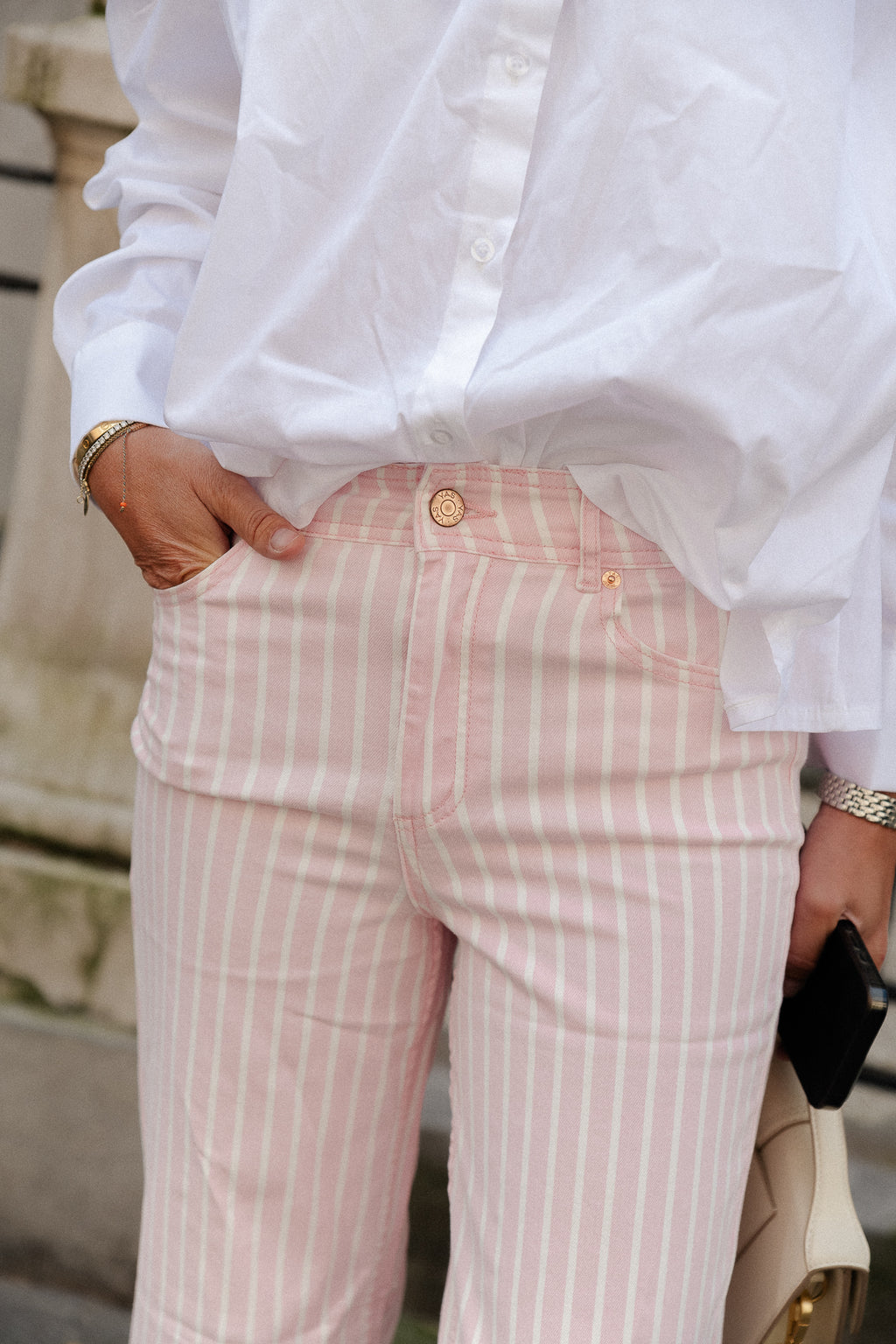 YASLeonora HW denim jeans romance rose/wit