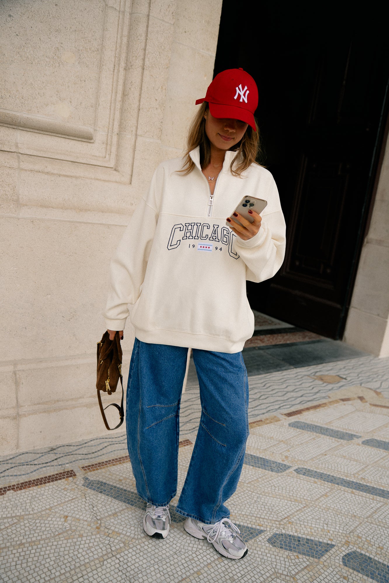 Chicago oversized zip sweater cream