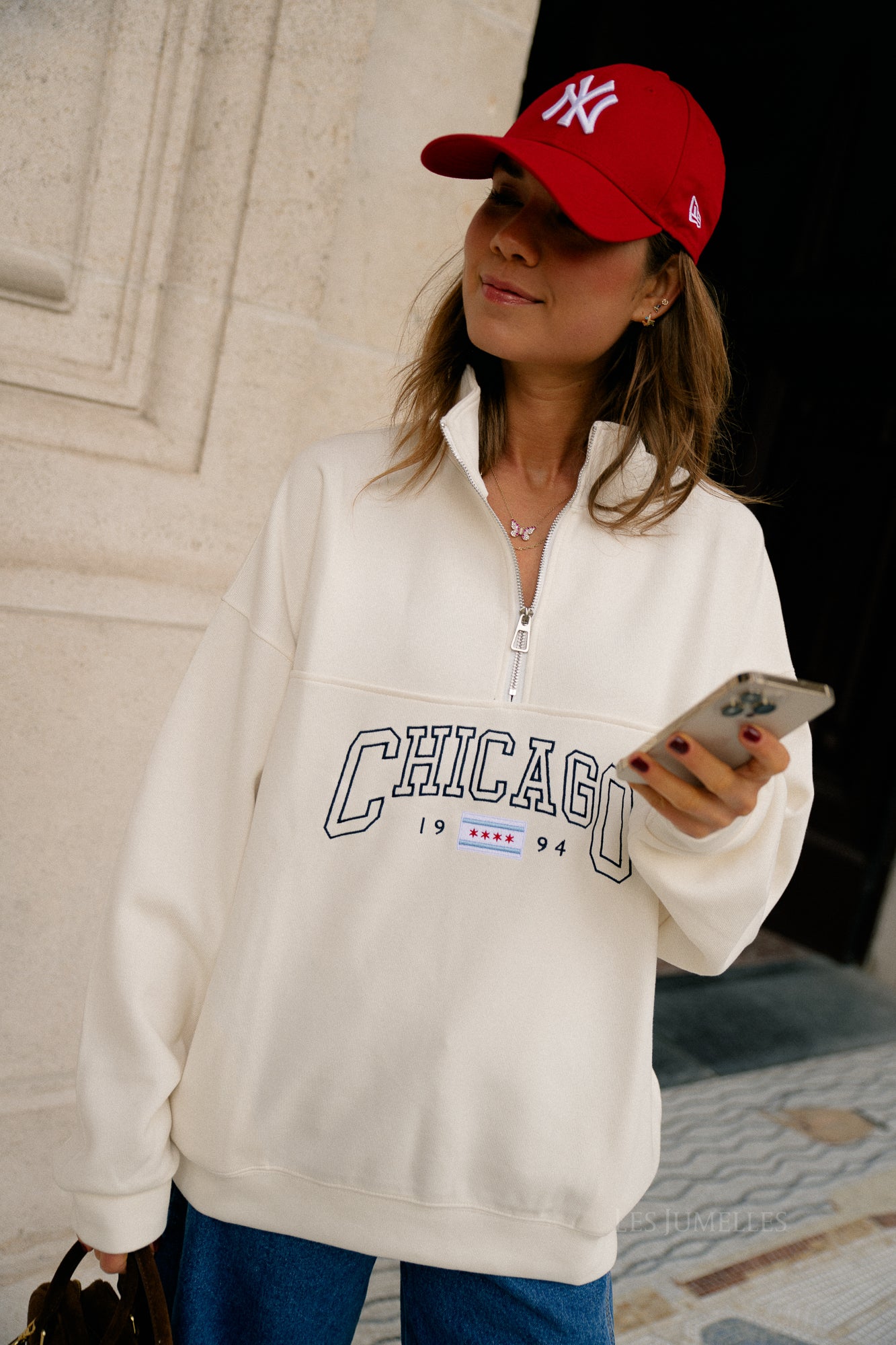 Chicago oversized zip sweater cream