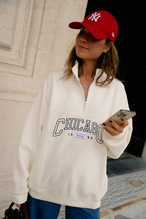 Chicago oversized zip sweater cream