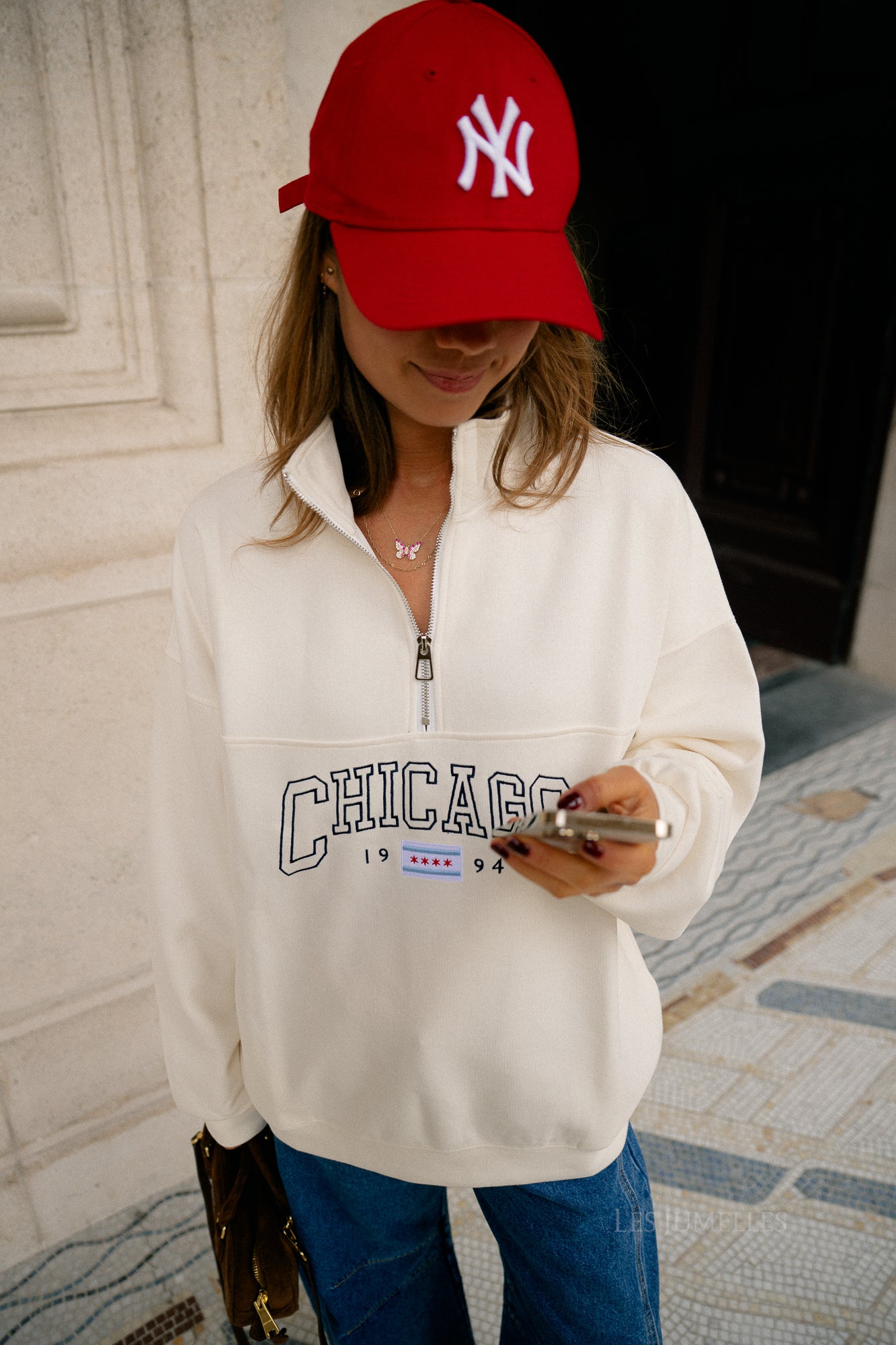 Chicago oversized zip sweater cream