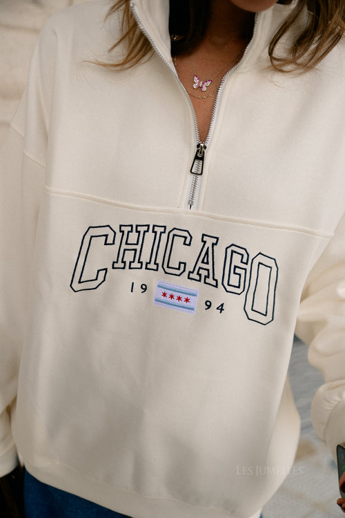 Chicago oversized zip sweater cream