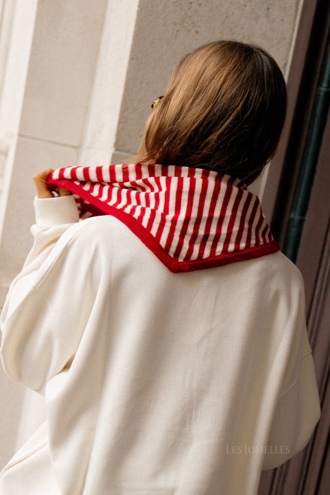 Esmee striped scarf red/ecru