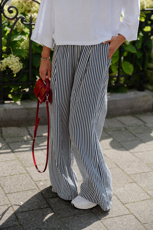 Les Jumelles Gemma gestreepte broek blauw