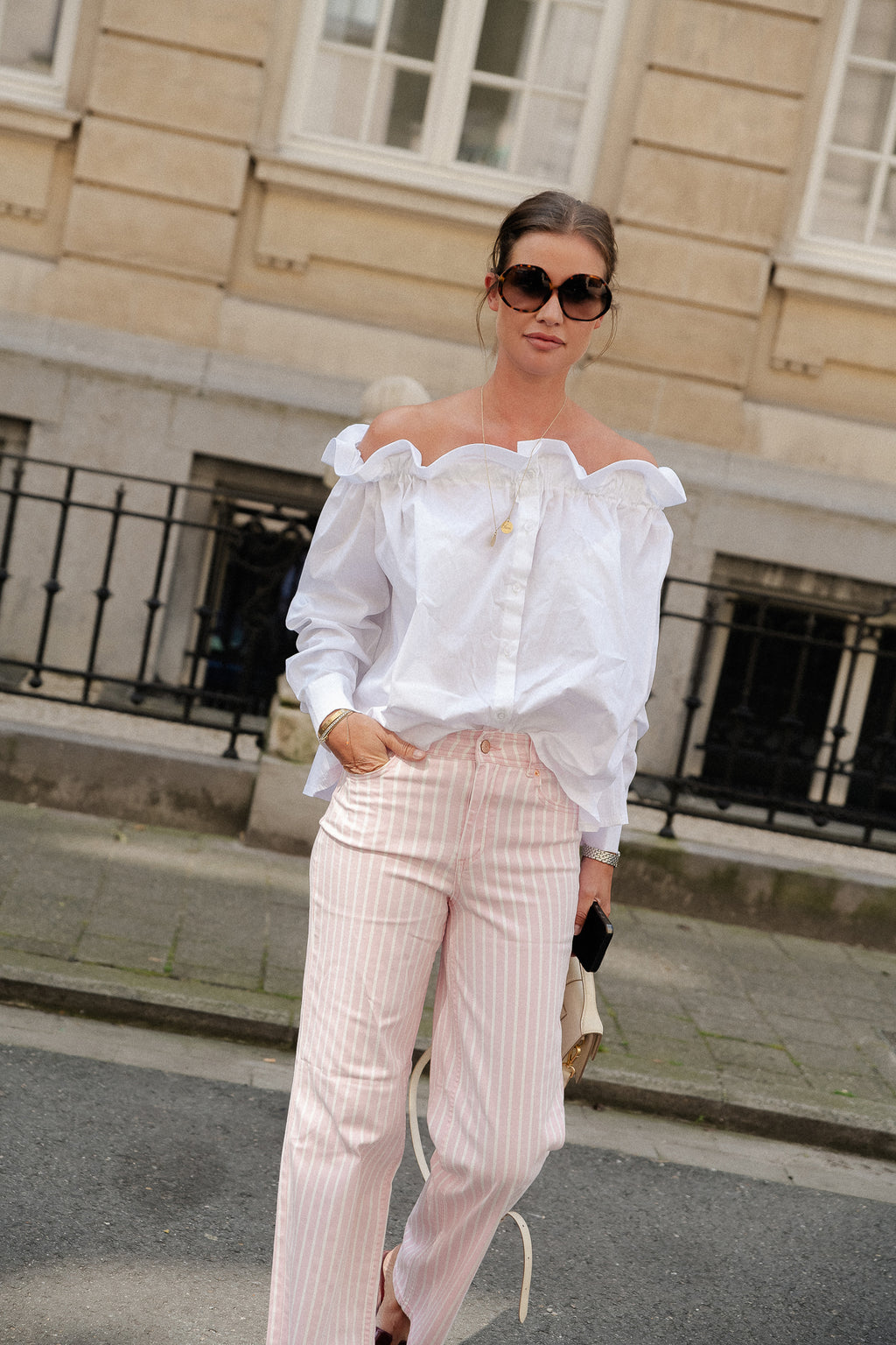 YASLeonora HW denim jeans romance rose/wit