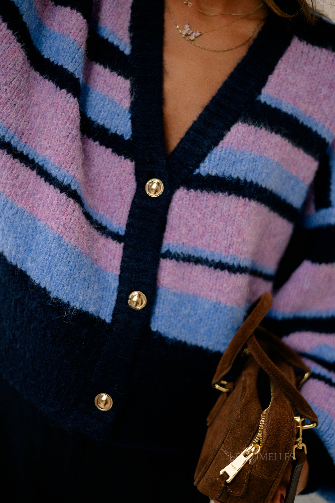 Noor cardigan multi blue stripe