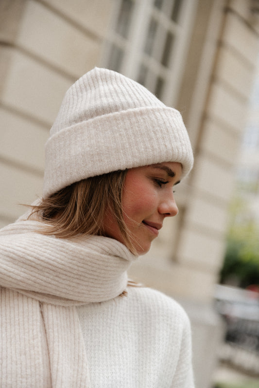 Les Jumelles SLFMaline knit beanie birch melange