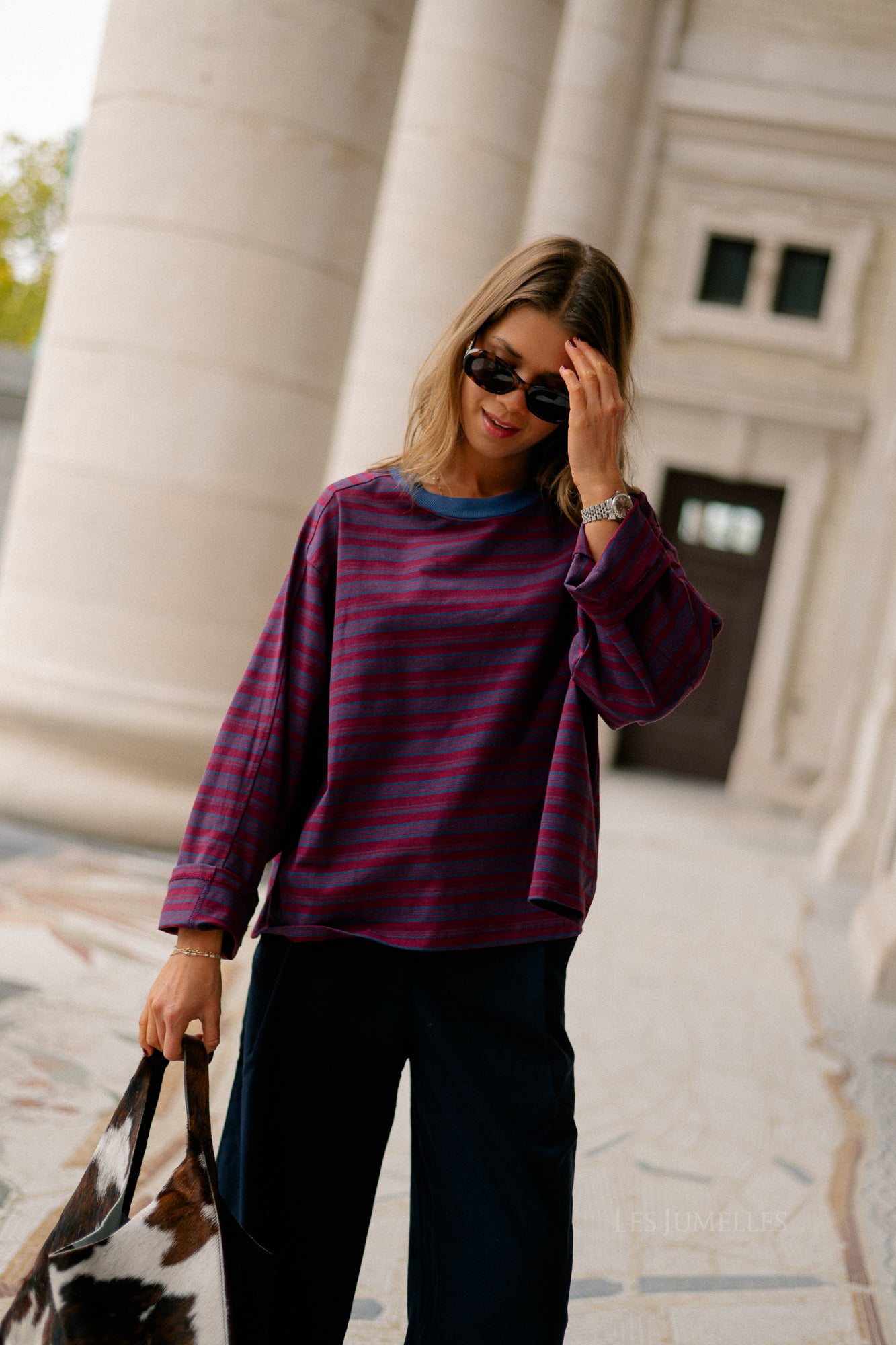 Estelle striped T-shirt blue/burgundy