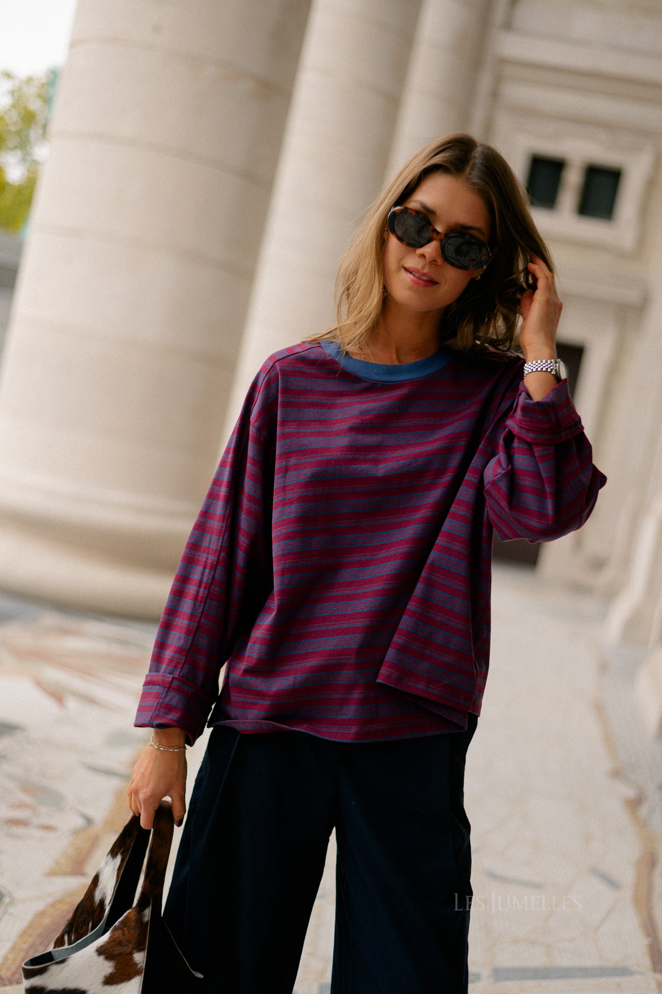 Estelle striped T-shirt blue/burgundy