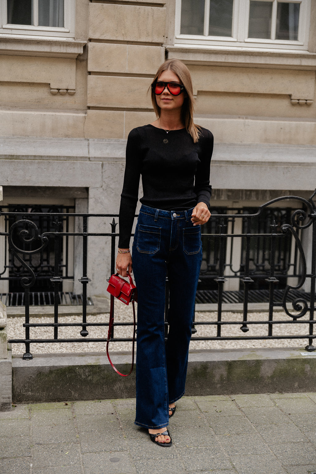 SilviGZ LS diepe rug blouse zwart