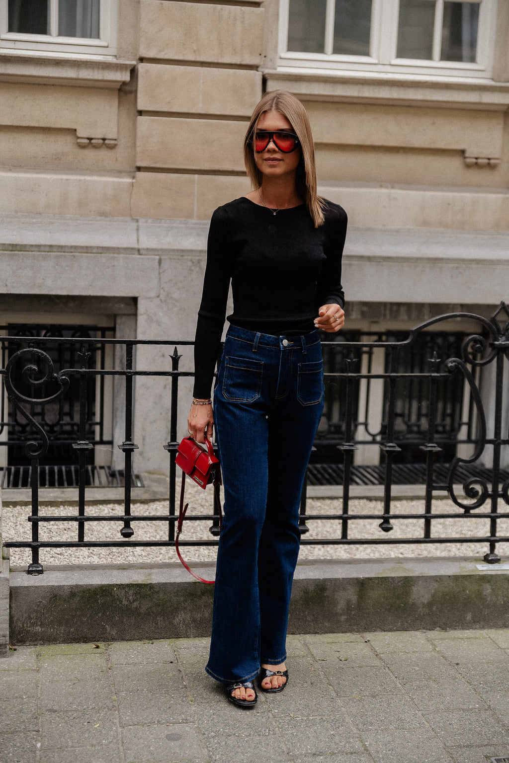 SilviGZ LS diepe rug blouse zwart