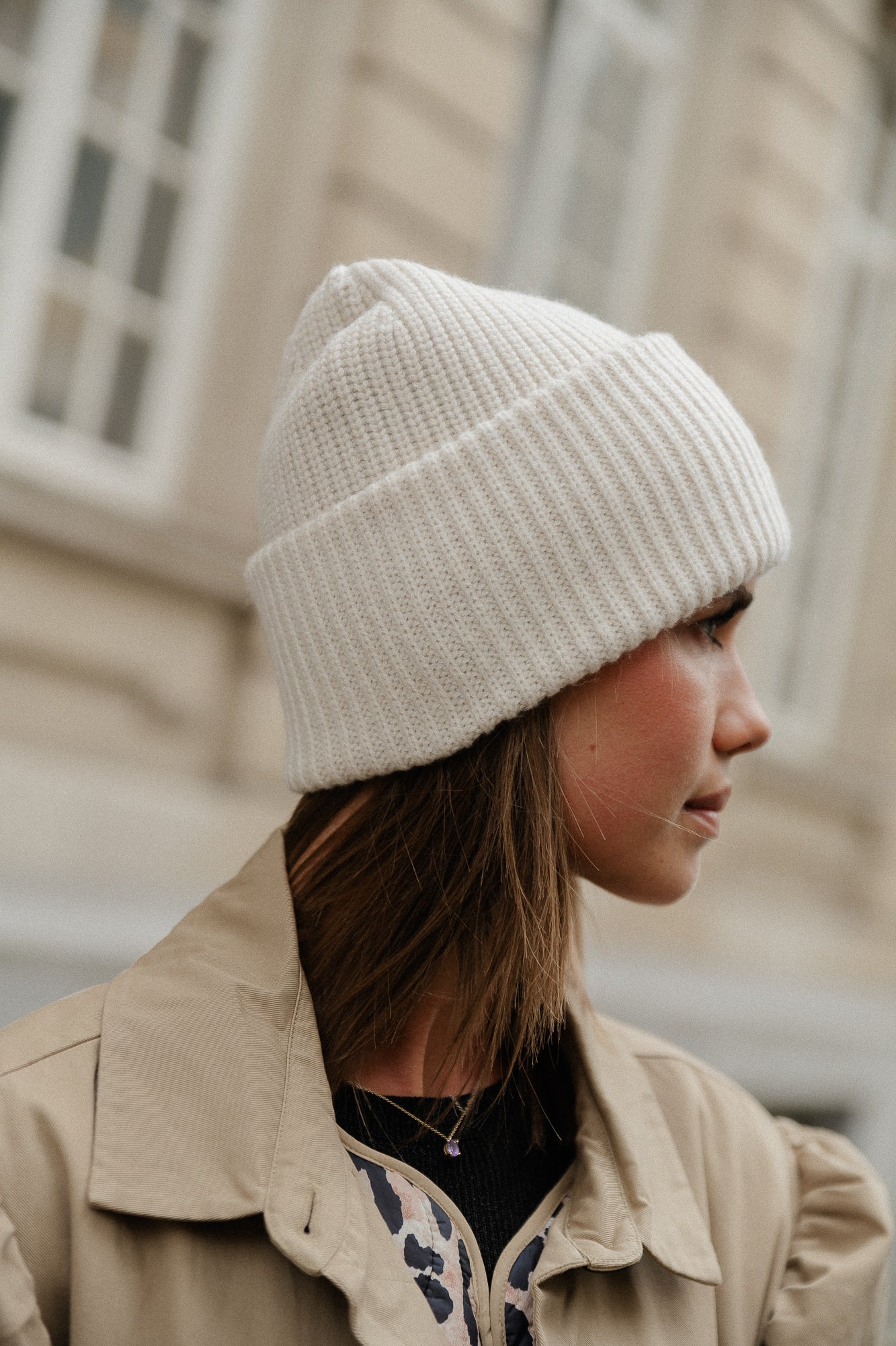 SLFMary knit wool beanie sandshell melange